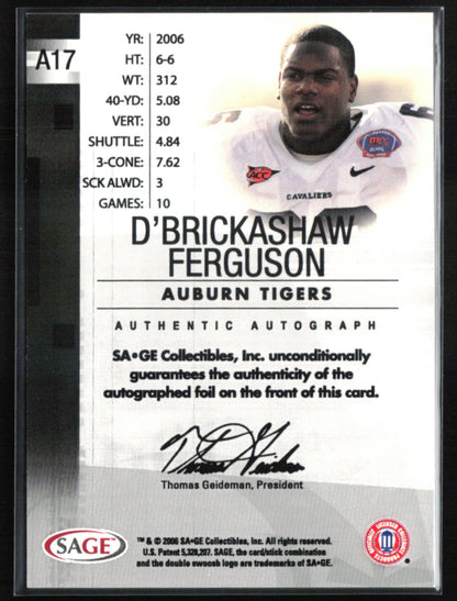 D'Brickashaw Ferguson Auto Red Level Authentic Autograph