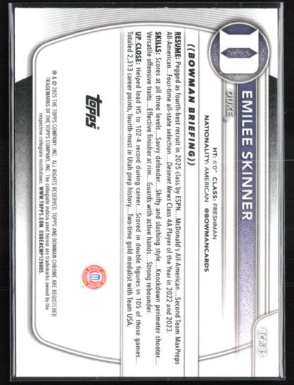 Emilee Skinner 1st Bowman Pink Mojo /199