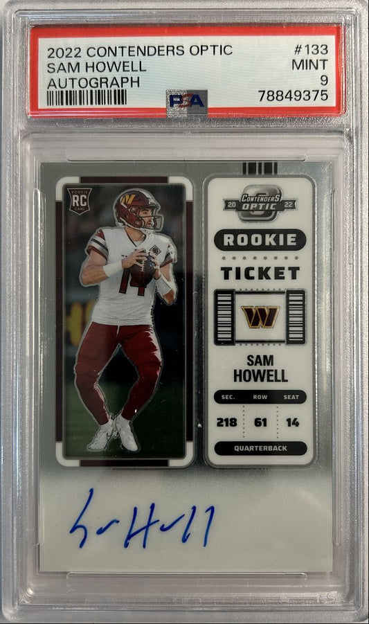 Sam Howell RC Auto Rookie Ticket PSA 9