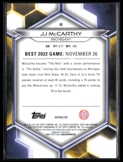 JJ McCarthy Refractor 2023 Bowman's Best U