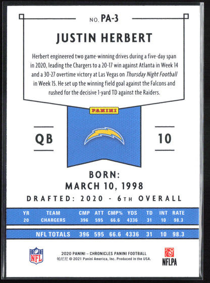 Justin Herbert RC 2020 Chronicles