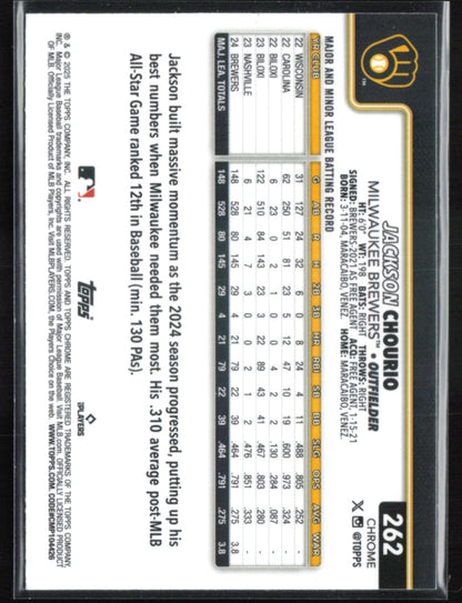 Jackson Chourio Prism Refractor Rookie Cup