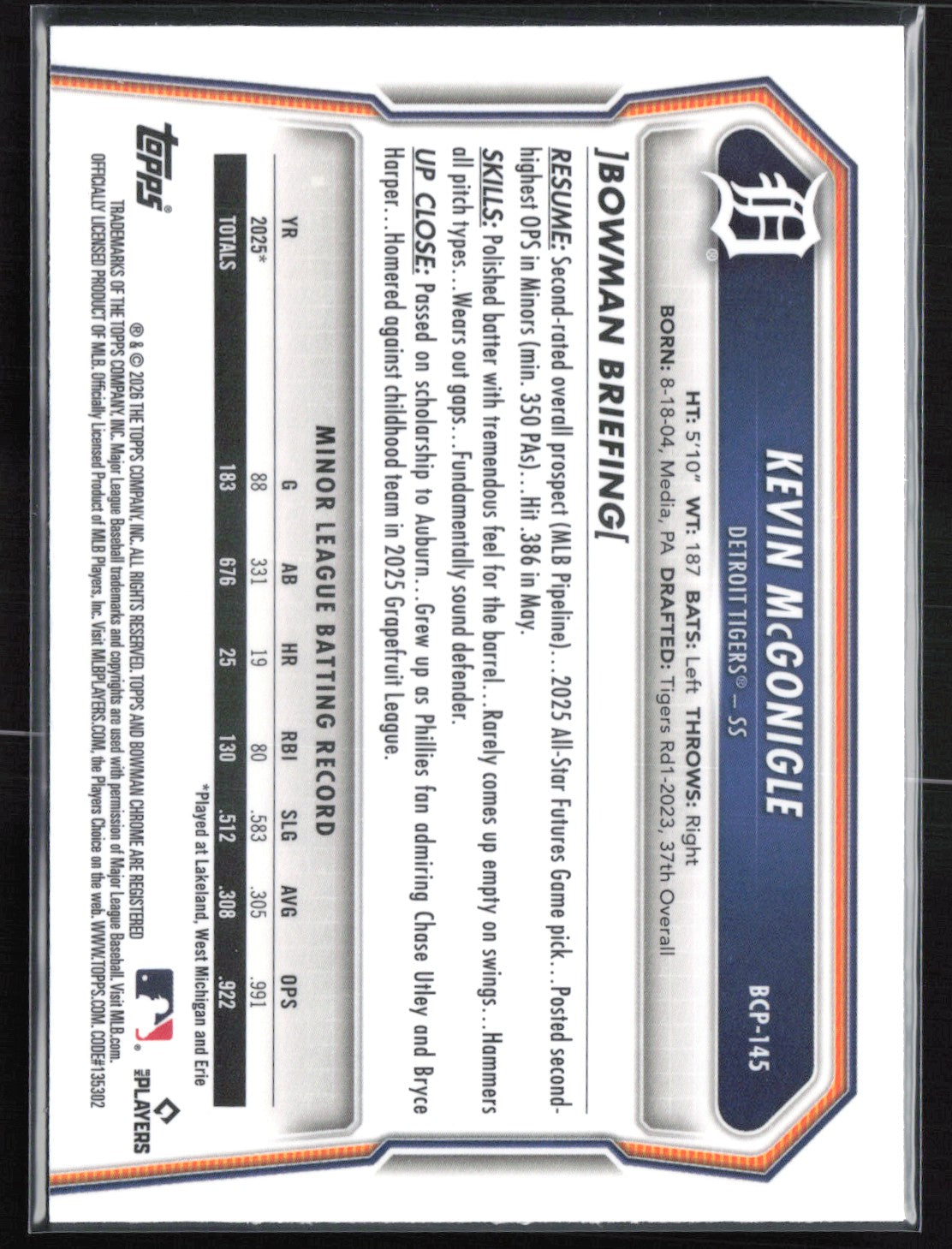 Kevin McGonigle Prospects