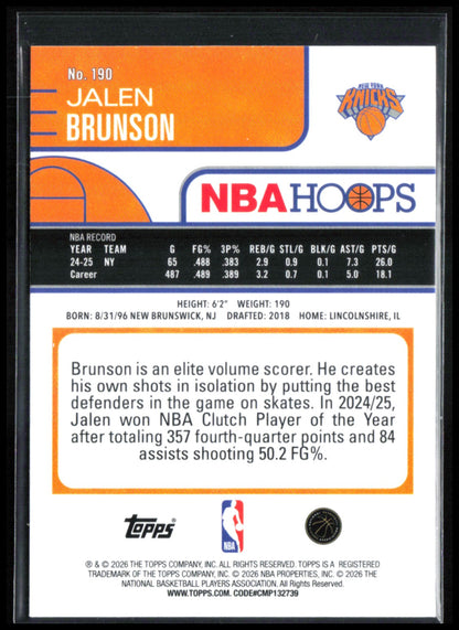 Jalen Brunson 2026 NBA Hoops