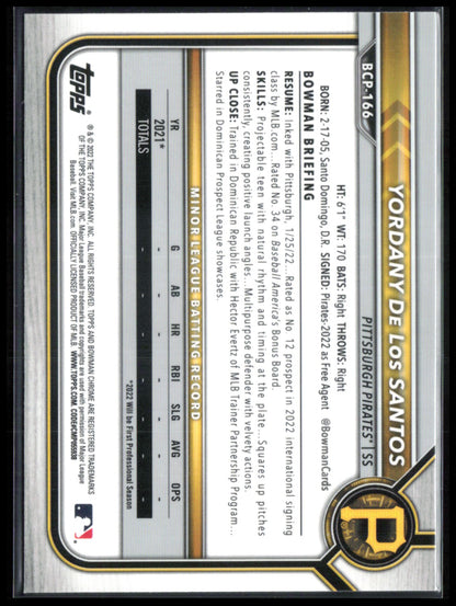 Yordany De Los Santos 1st Bowman Mojo