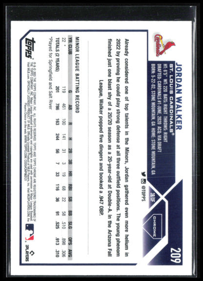 Jordan Walker RC 2023 Topps Chrome