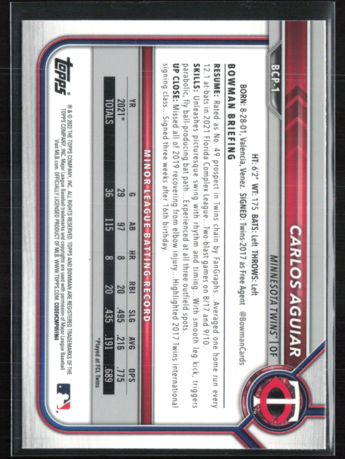 Carlos Aguiar 1st Bowman Sapphire