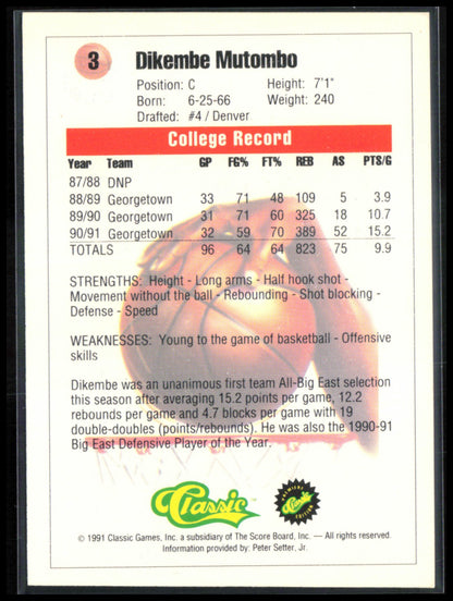 Dikembe Mutombo 1991 Classic