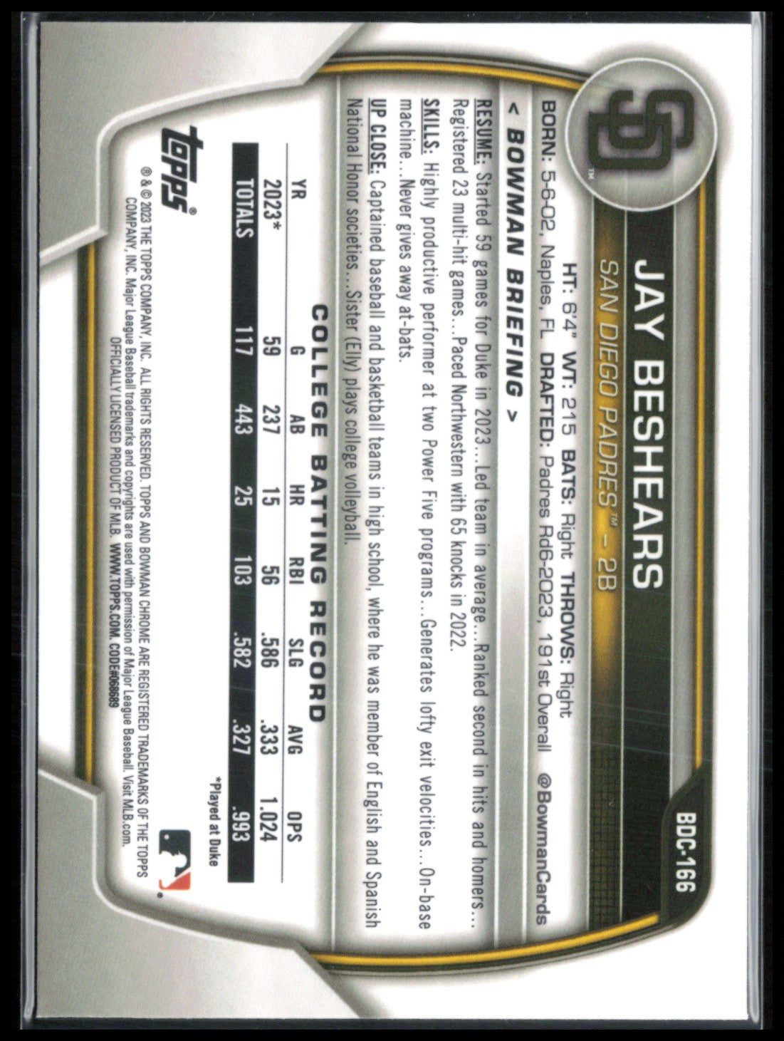 Jay Beshears 1st Bowman Sapphire