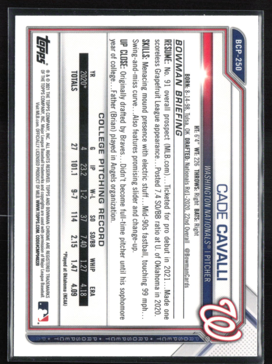 Cade Cavalli Prospect Mojo