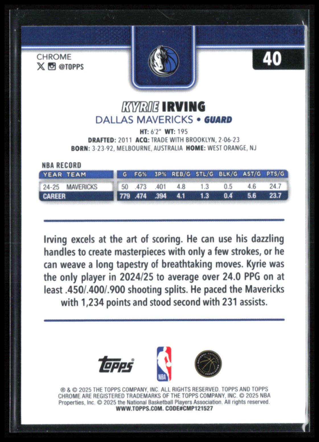Kyrie Irving RWB Refractor