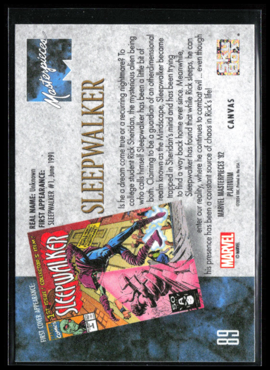 Sleepwalker Canvas 1992 Marvel Masterpieces