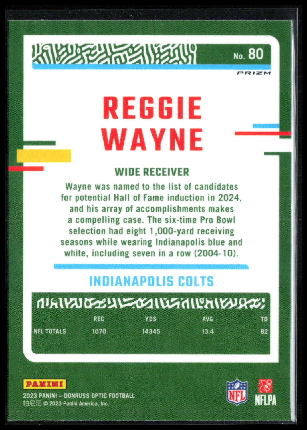 Reggie Wayne Red White Stripe
