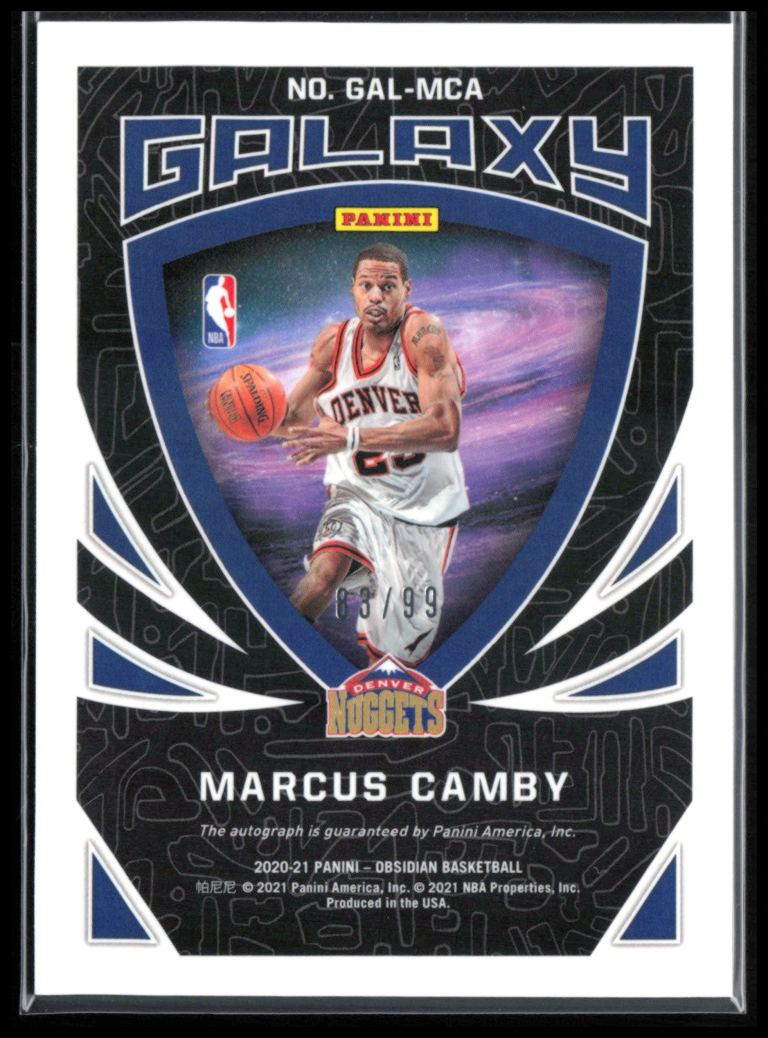 Marcus Camby Auto Galaxy 2020-21 Obsidian