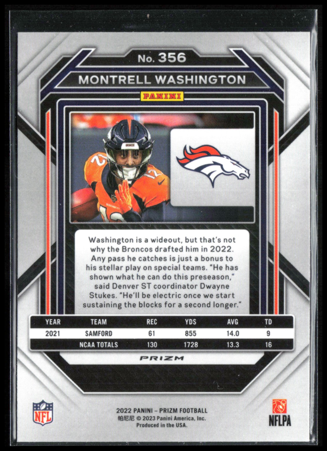Montrell Washington RC Orange Ice