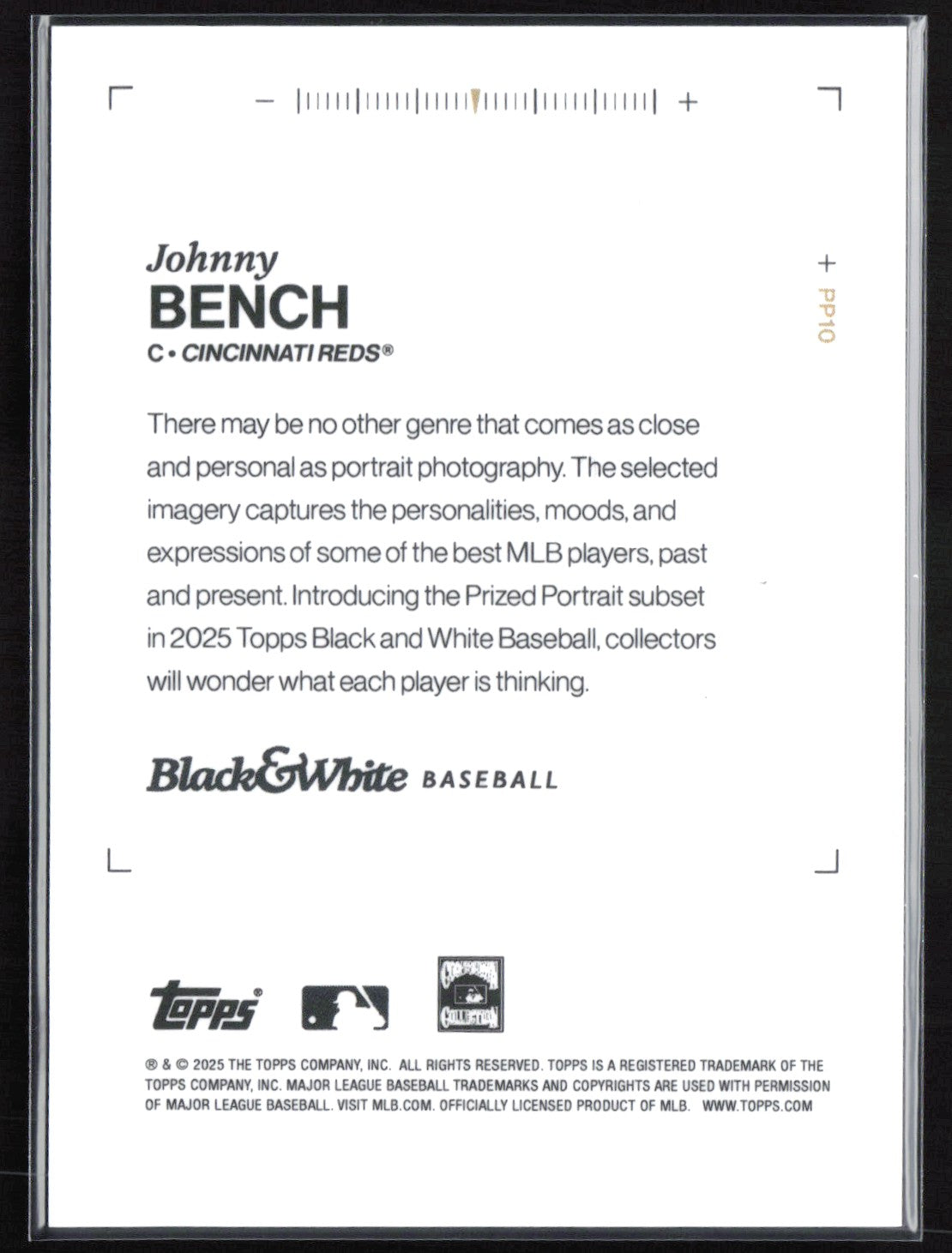 Johnny Bench 2025 Topps B&W