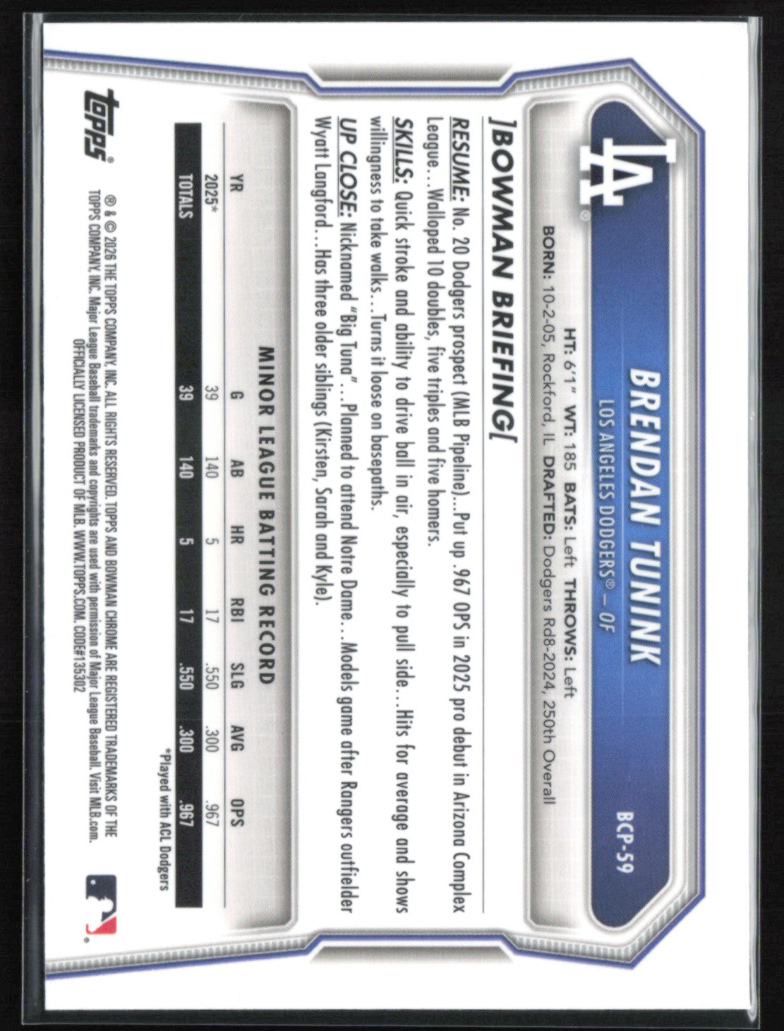 Brendan Tunink 1st Bowman X-Fractor