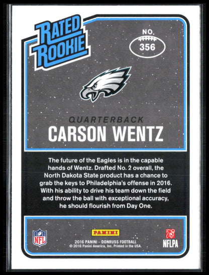 Carson Wentz RC 2016 Donruss Rated Rookie