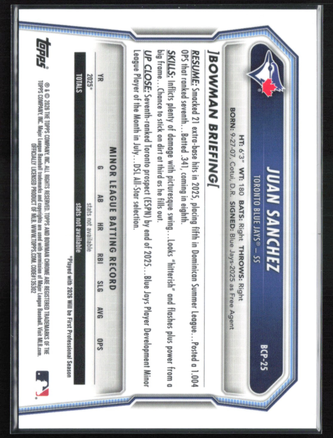 Juan Sanchez 1st Bowman Reptilian Refractor