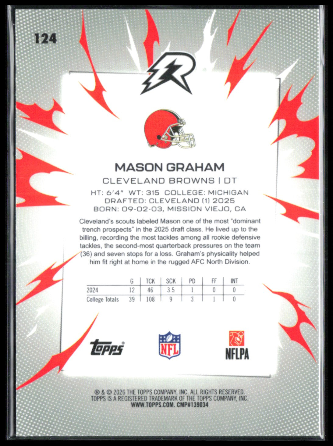 Mason Graham RC /250 Aqua Wave 2026 Topps Resurgence