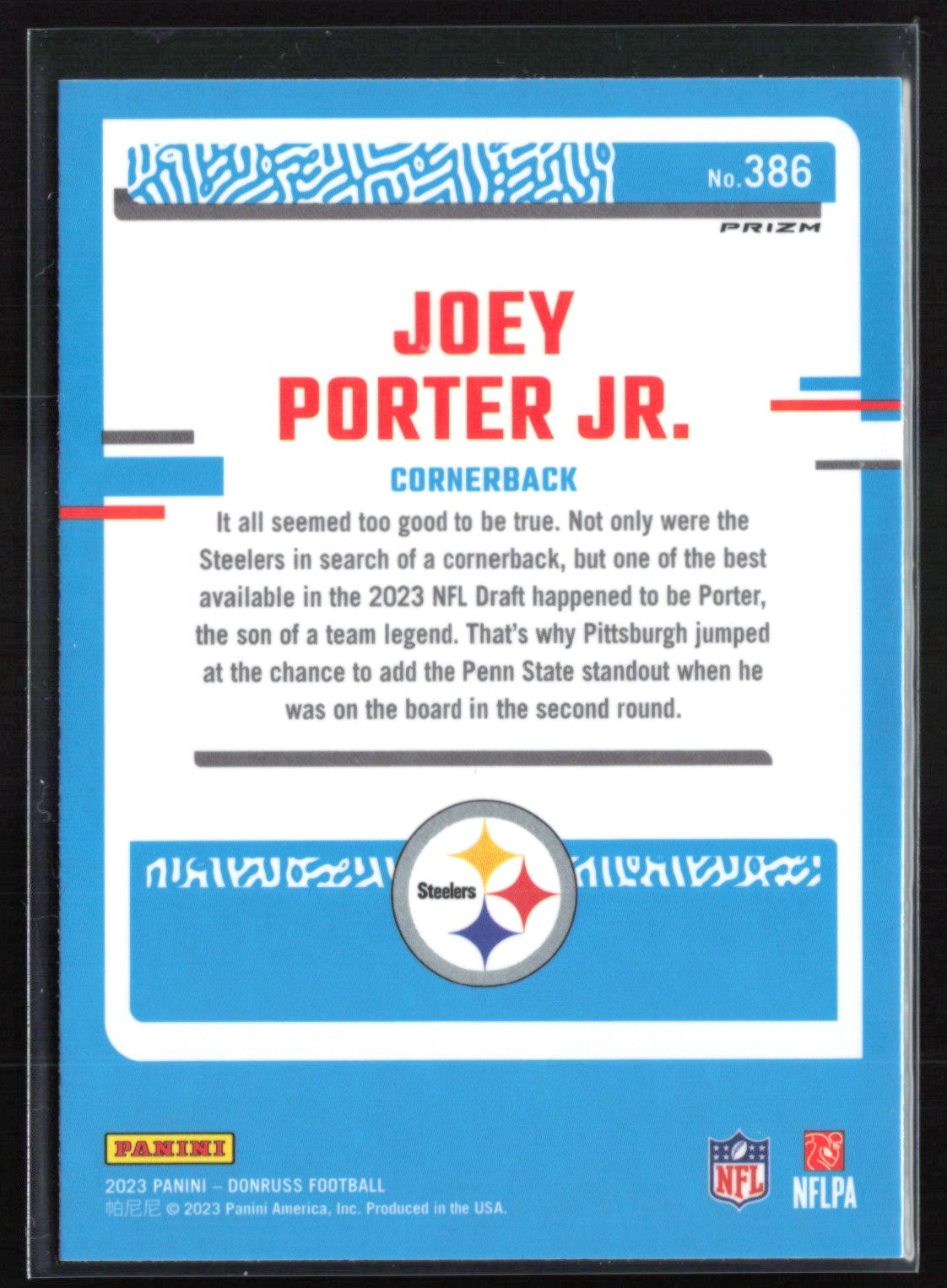 2023 Donruss Optic Rated Rookie Preview Prizm 386 Joey Porter Jr