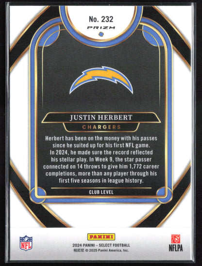 Justin Herbert Gold Black Shock Club Level 2024 Select