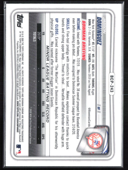 Jasson Dominguez Mojo 2020 Bowman Chrome