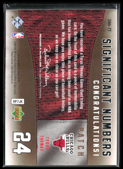Tyrus Thomas Game-Used Patch 2007 SP Game-Used Significant Numbers