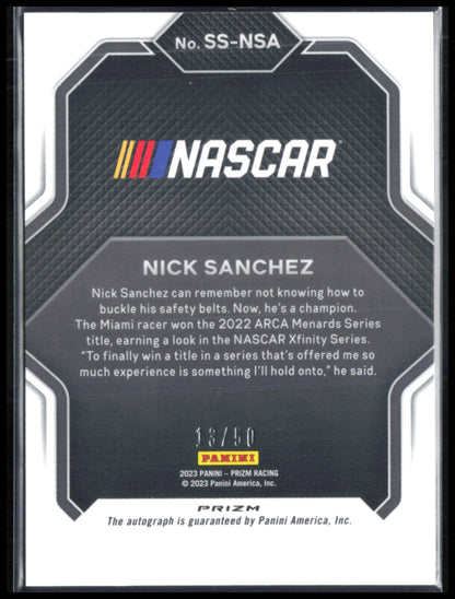 Nick Sanchez Auto Checker /50 2023 Prizm Racing