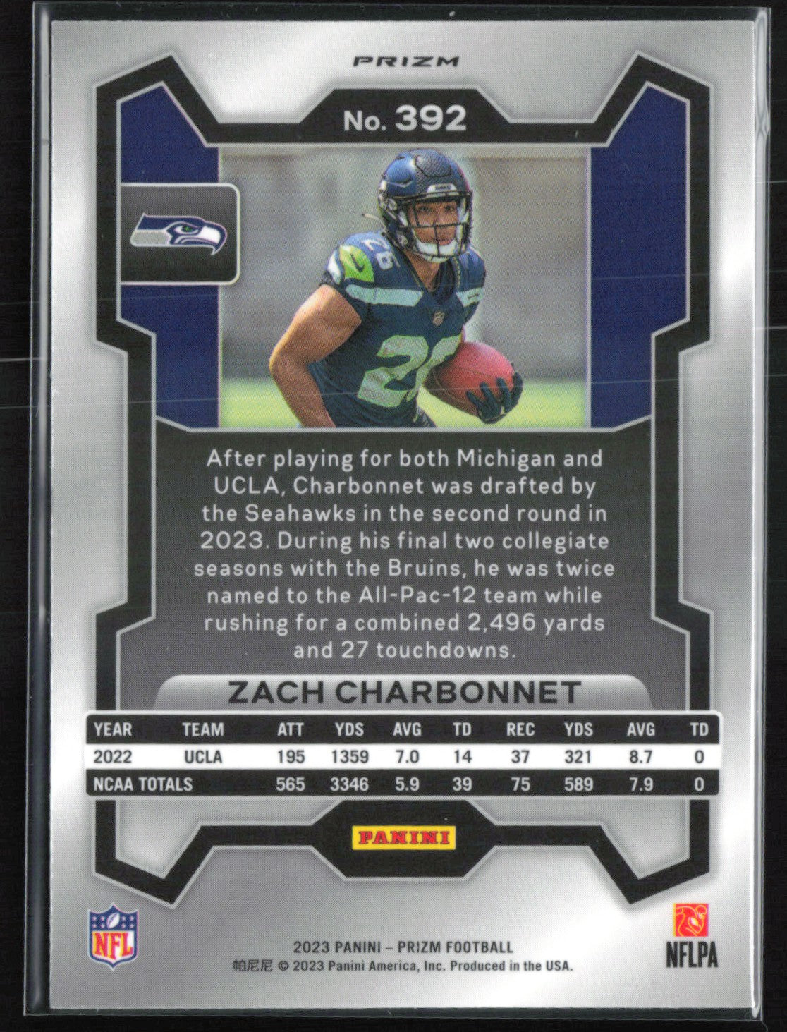Zach Charbonnet RC Silver Prizm 2023 Prizm