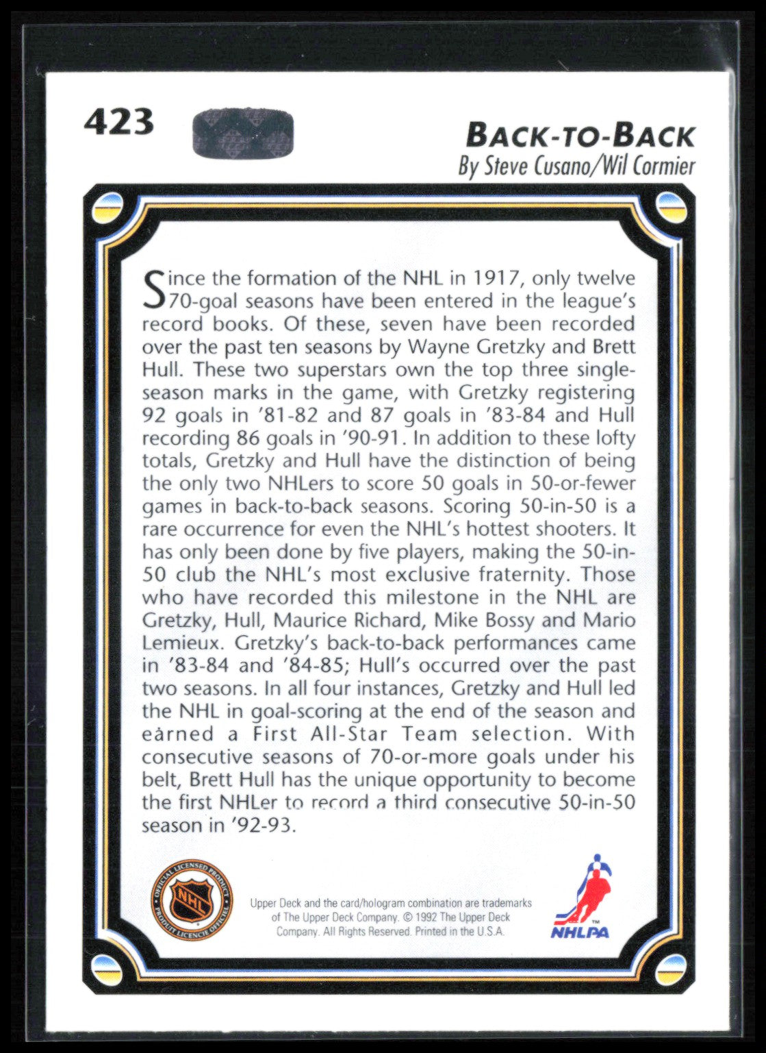 Brett Hull/Wayne Gretzky 1992 UD
