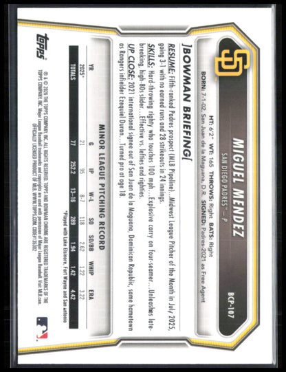 Miguel Mendez 1st Bowman Chrome