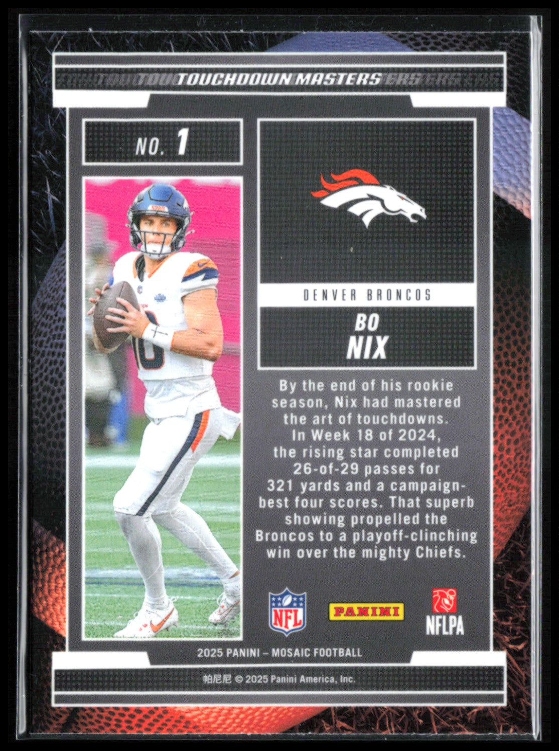 Bo Nix Touchdown Masters Mosaic Prizm