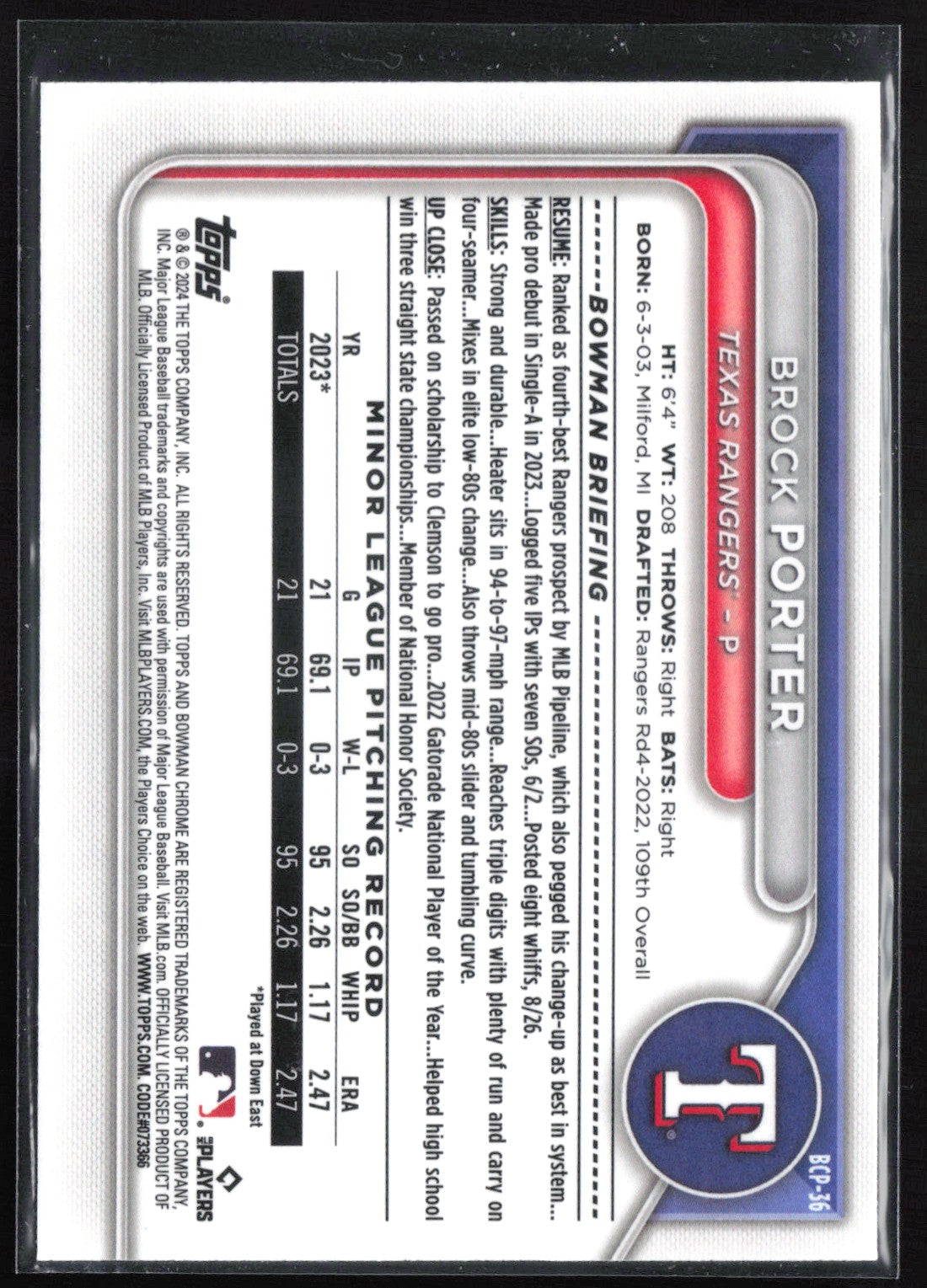 Brock Porter 1st Bowman Mojo