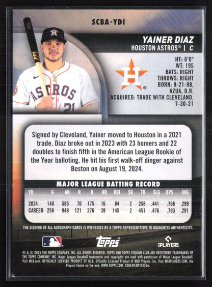 Yainer Diaz Auto 2025 Stadium Club