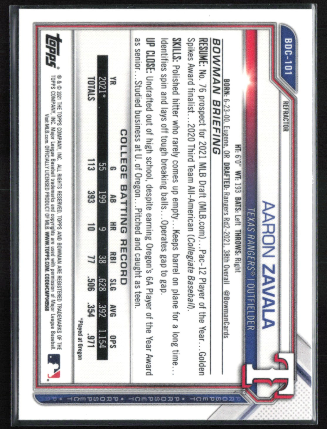 Aaron Zavala 1st Bowman Refractor