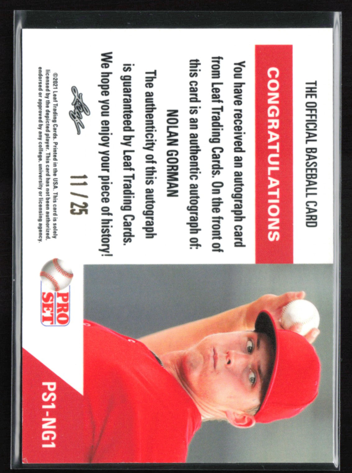 2021 Pro Set Metal 1991 Base Autographs PS1-NG1 Nolan Gorman Auto