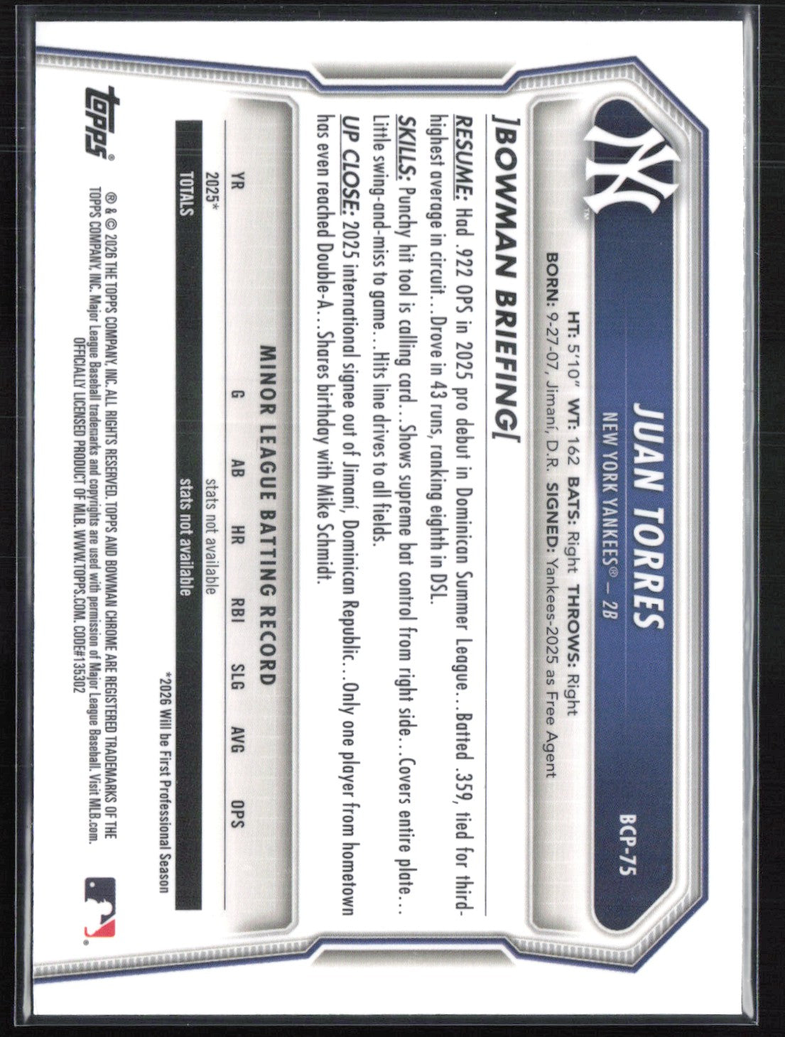 Juan Torres 1st Bowman