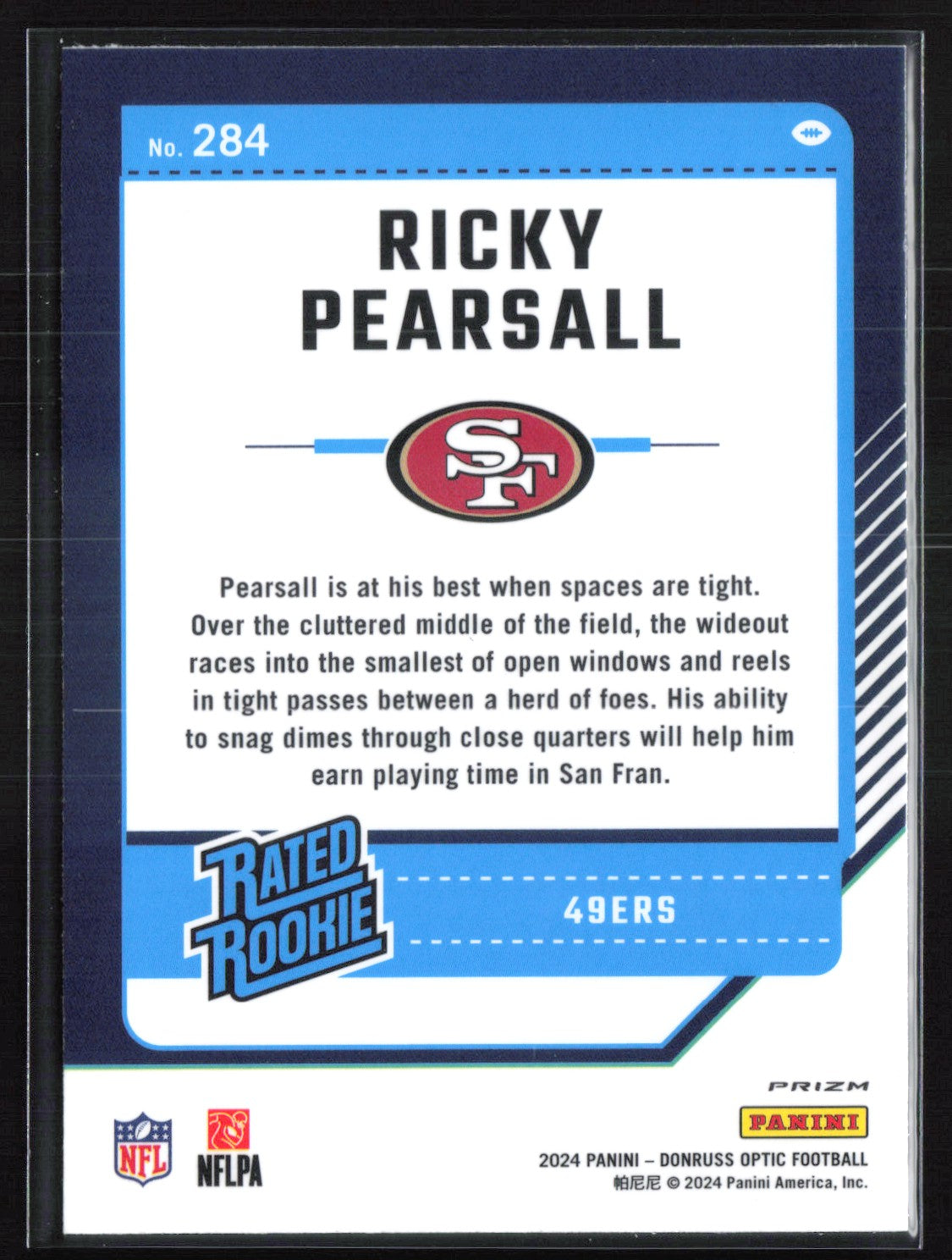 Ricky Pearsall RC Blue Hyper Optic Rated Rookie