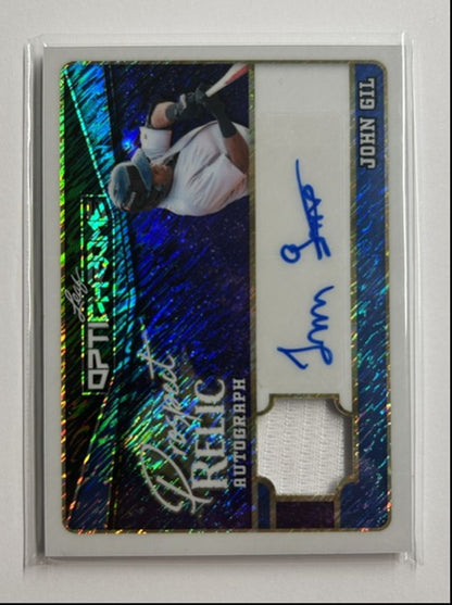 John Gil /3 Auto Relic Prospect Relic Autograph 2025 Leaf Optichrome