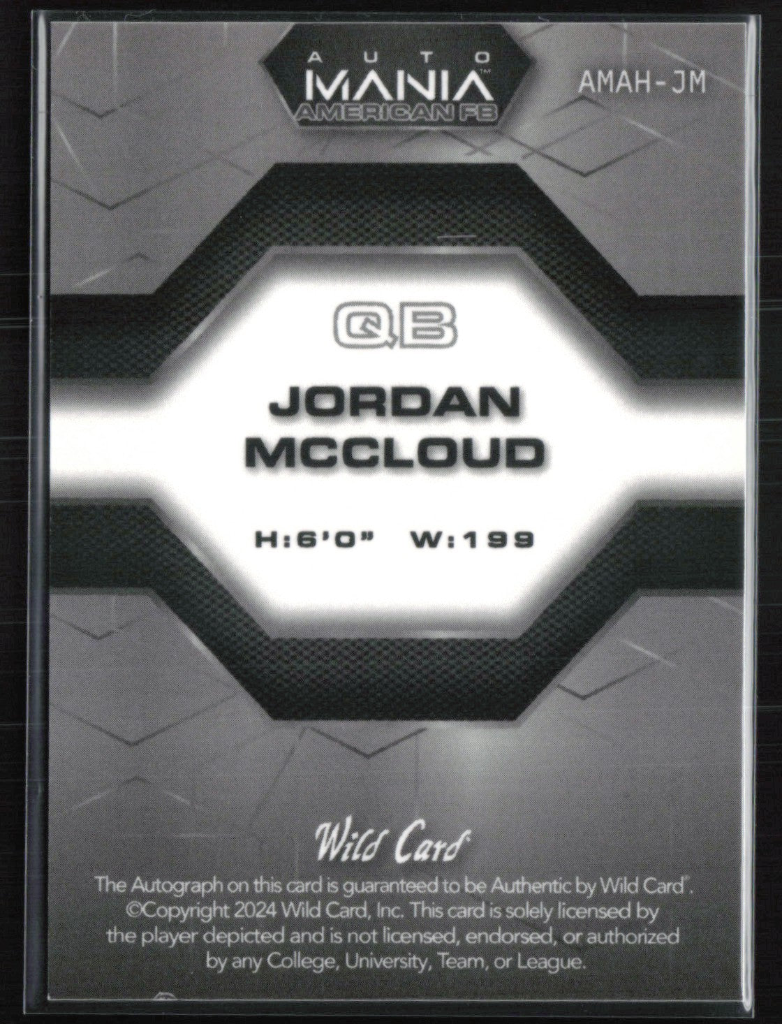 Jordan McCloud /25 Auto 2024 Wild Card