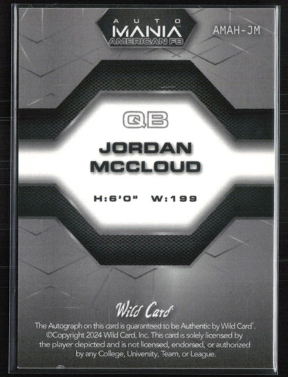 Jordan McCloud /25 Auto 2024 Wild Card