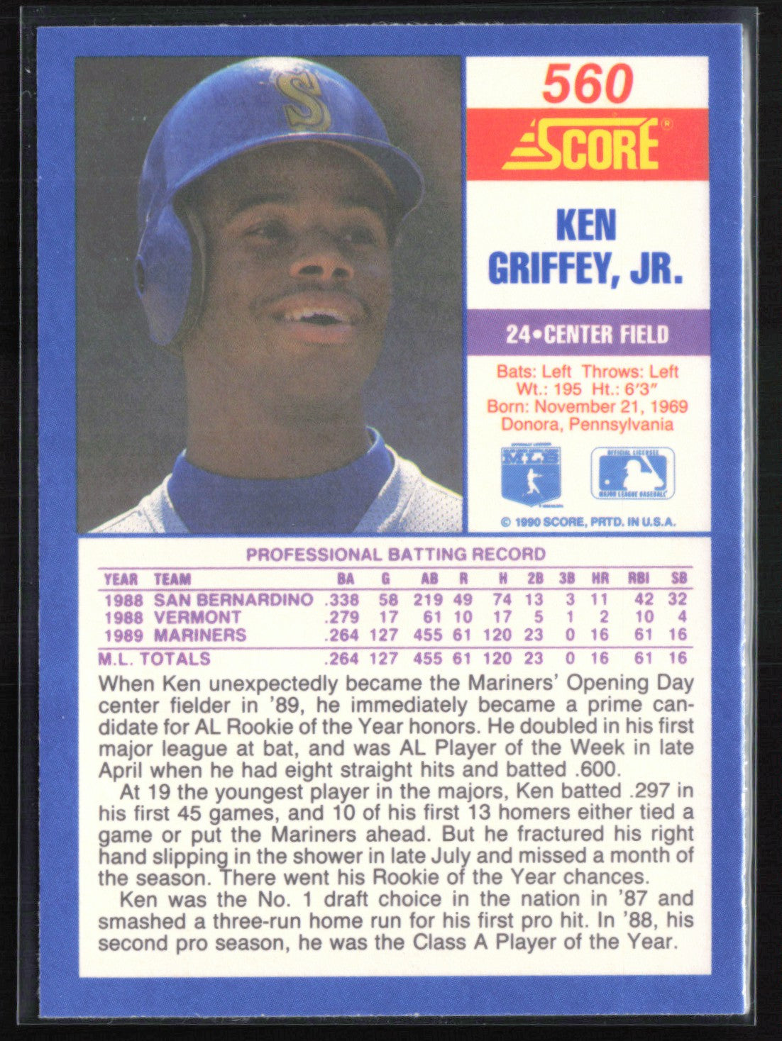 Ken Griffey Jr. 1990 Score