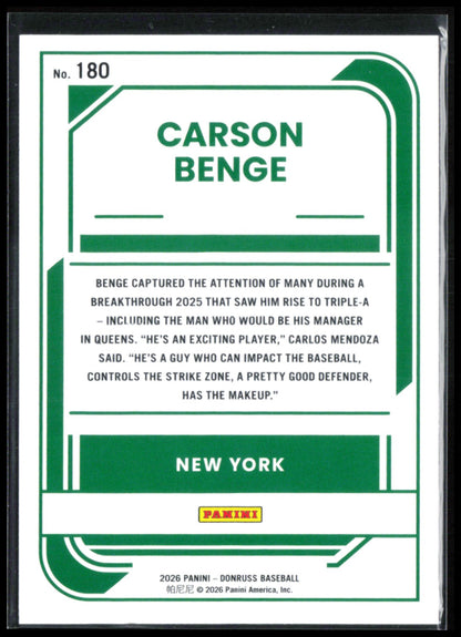 Carson Benge Rated Prospect Liberty Parallel