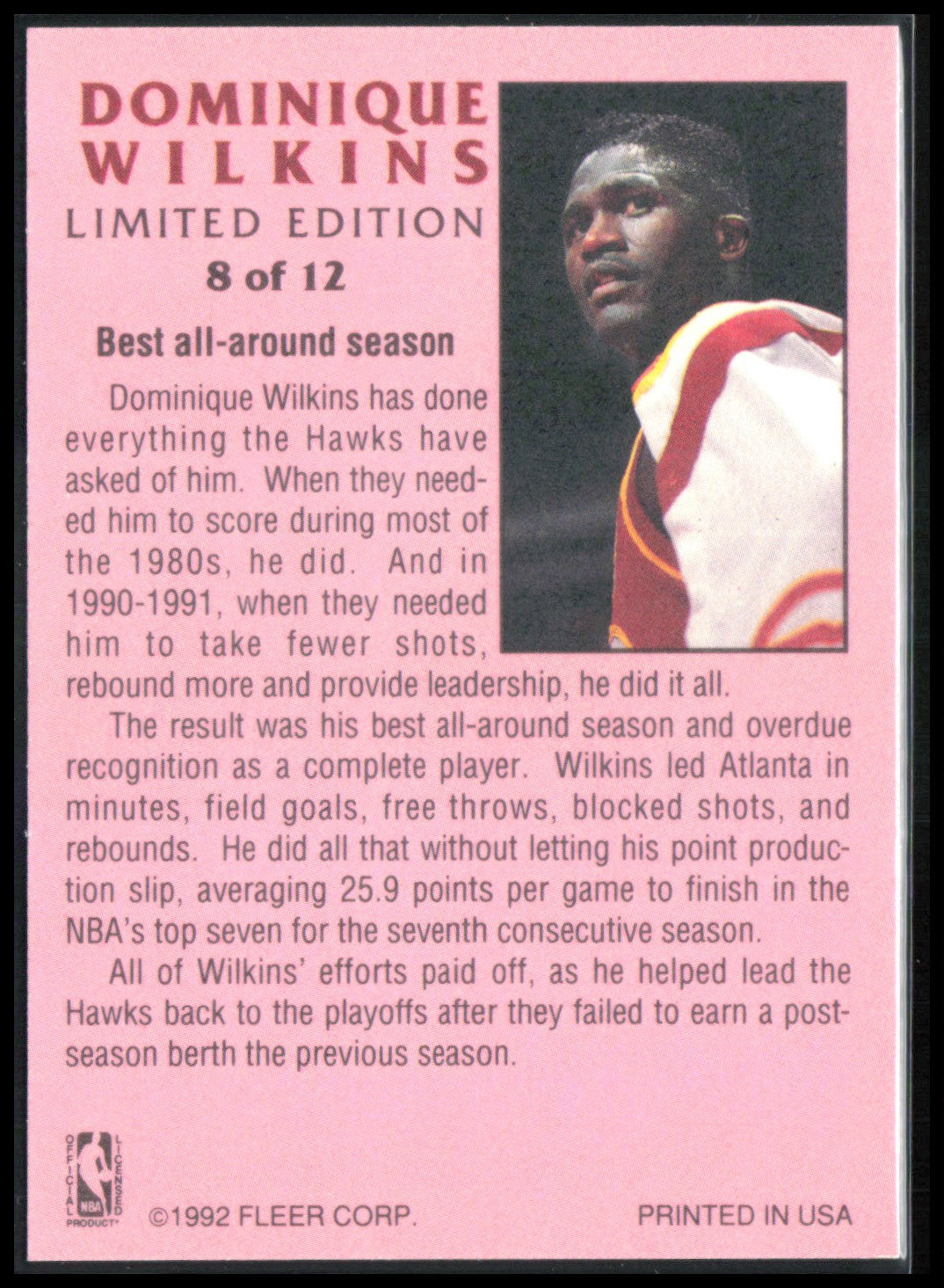 Dominique Wilkins 1992 Fleer Limited Edition