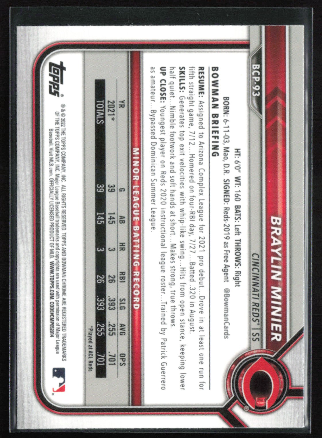 Braylin Minier 1st Bowman Mojo