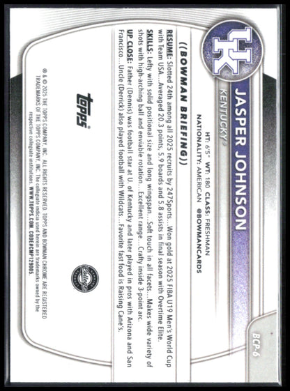 Jasper Johnson 1st Bowman Maroon Mojo /275