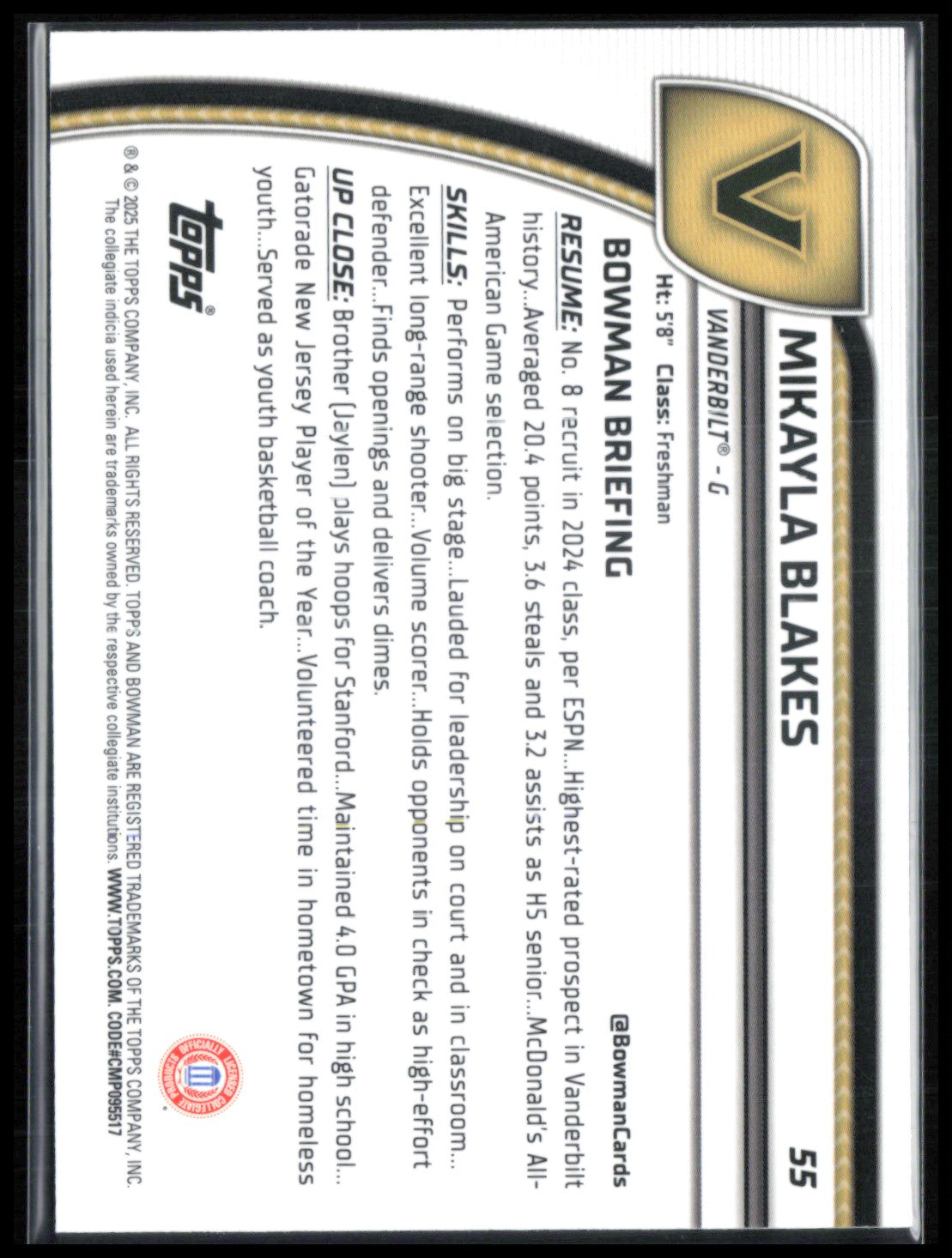 Mikayla Blakes 1st Bowman Purple Lava