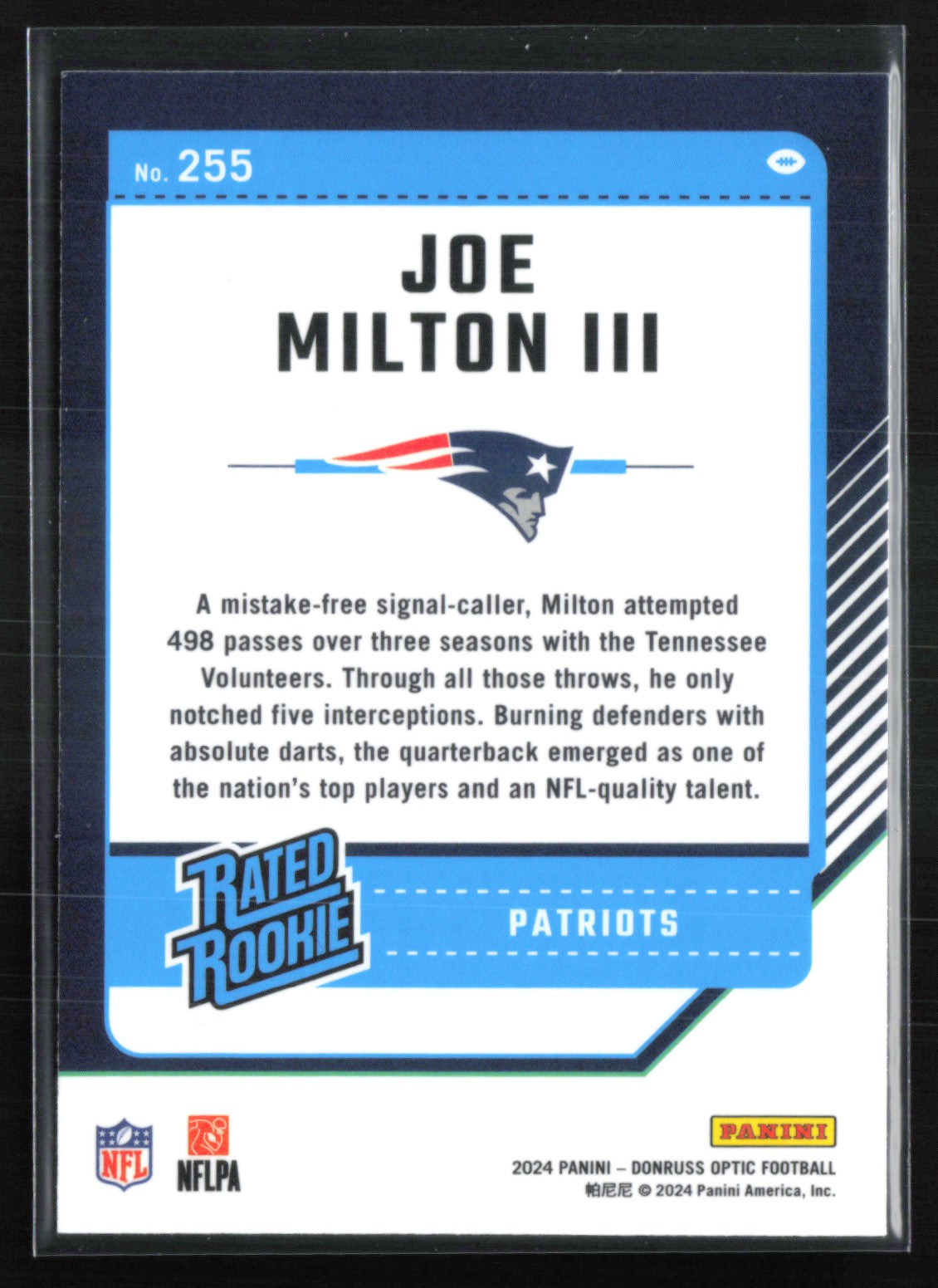 Joe Milton III RC Optic Rated Rookie