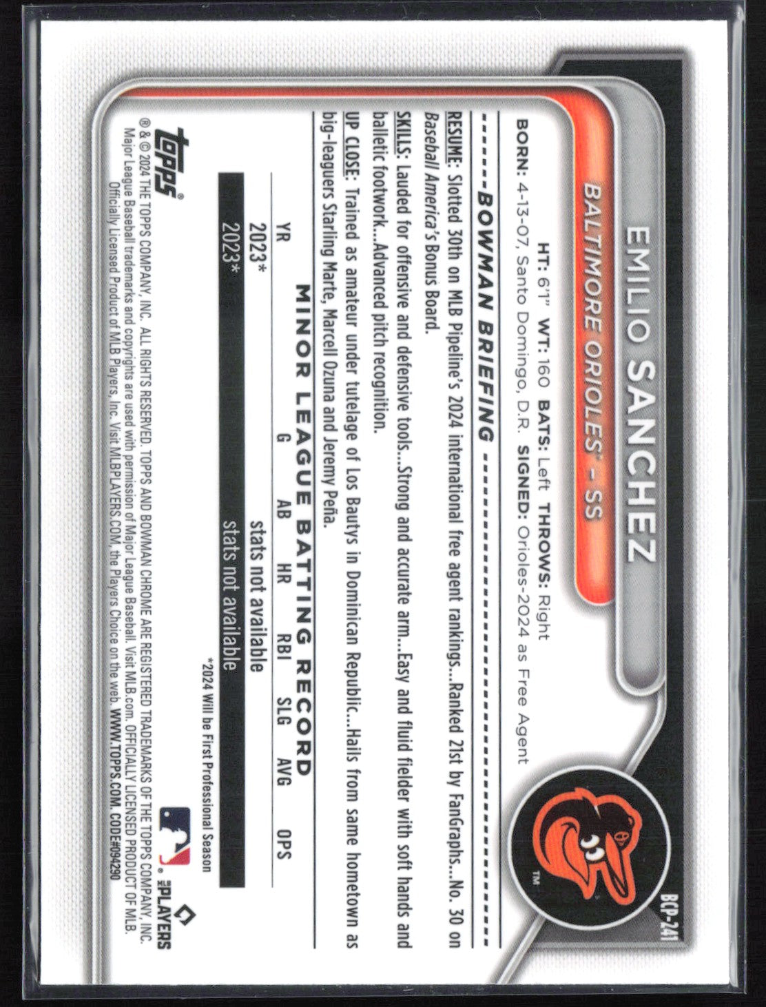 Emilio Sanchez 1st Bowman Mojo